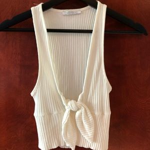Zara White tie cropped top - Small